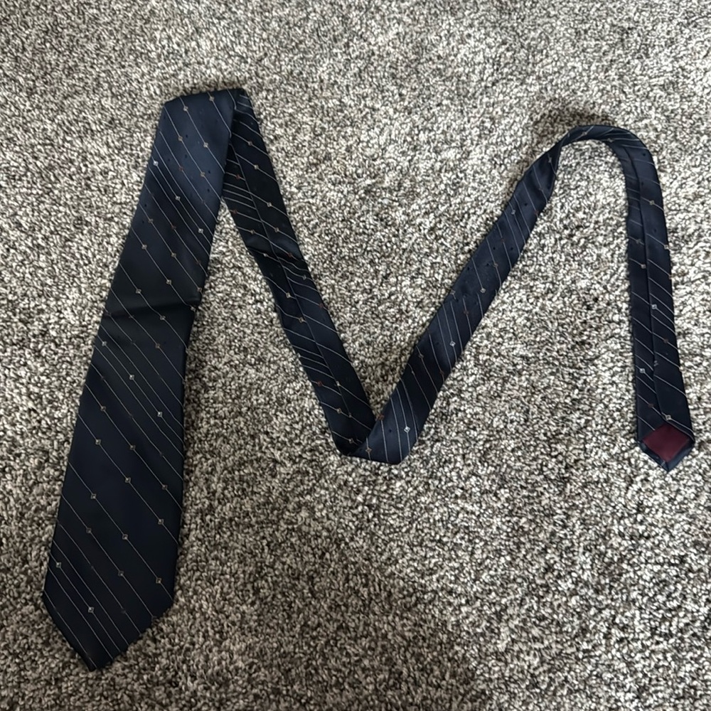 Perma-Prest Sears Fashion Collection Navy/Multicolor Neck Tie 100% Silk